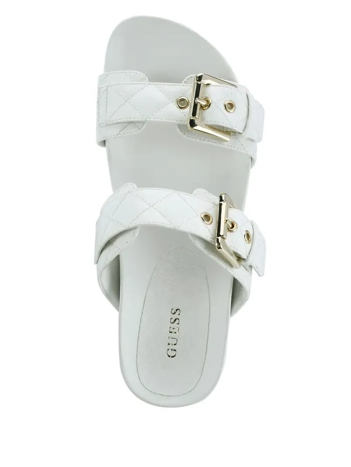 Sandals GUESS Women Felda Quilted Buckle Sandals White