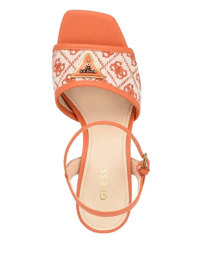Sandals GUESS Women Glaven OpenToe Block Heels Orange Sandals GUESS Women Glaven OpenToe Block Heels Orange