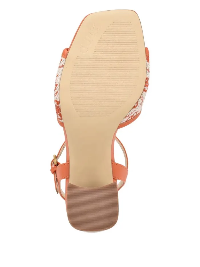 Sandals GUESS Women Glaven OpenToe Block Heels Orange Sandals GUESS Women Glaven OpenToe Block Heels Orange