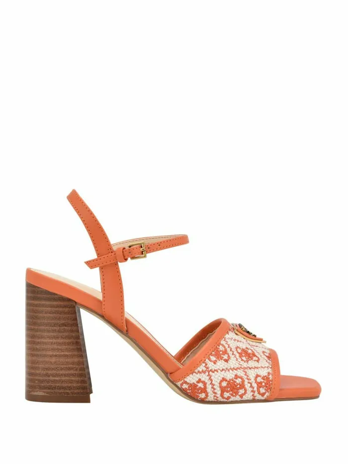 Sandals GUESS Women Glaven OpenToe Block Heels Orange Sandals GUESS Women Glaven OpenToe Block Heels Orange