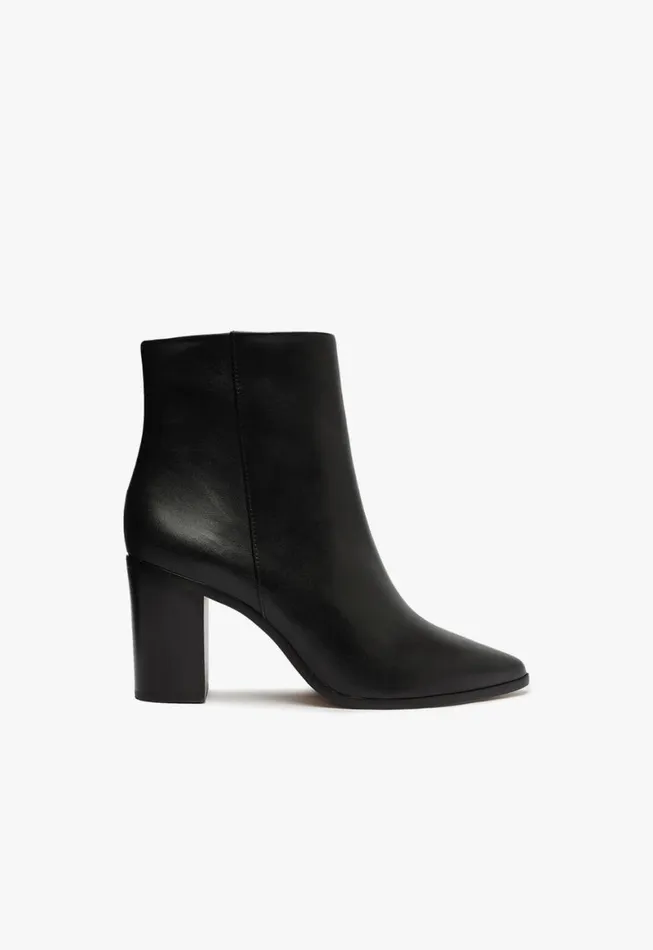 Schutz Shoes Booties Magali Block Leather Bootie Black 8211 Women