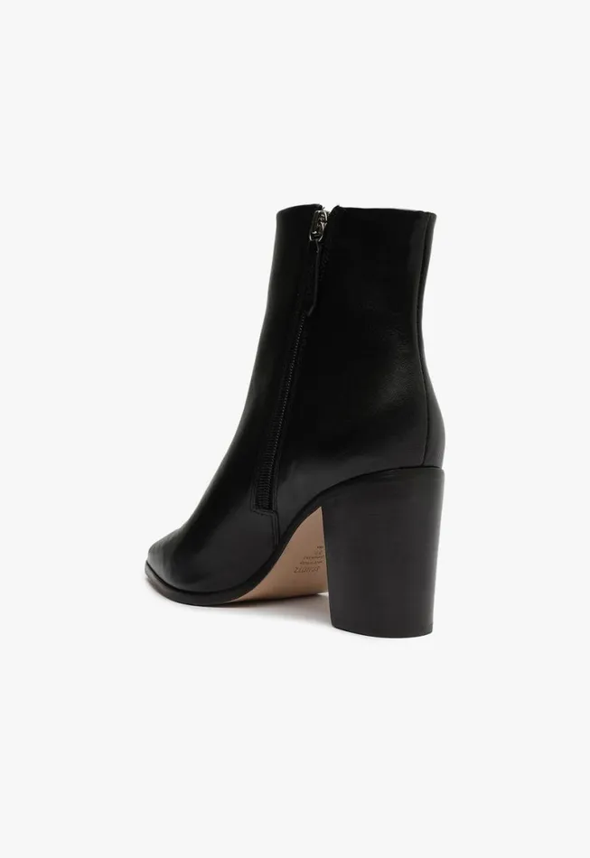 Schutz Shoes Booties Magali Block Leather Bootie Black 8211 Women