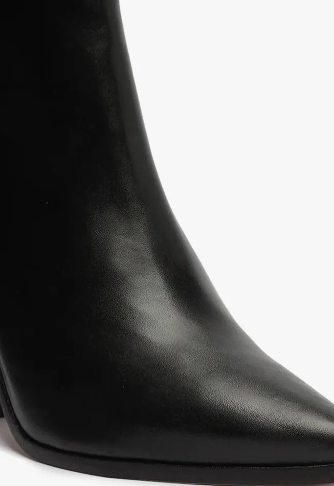 Schutz Shoes Booties Magali Block Leather Bootie Black 8211 Women