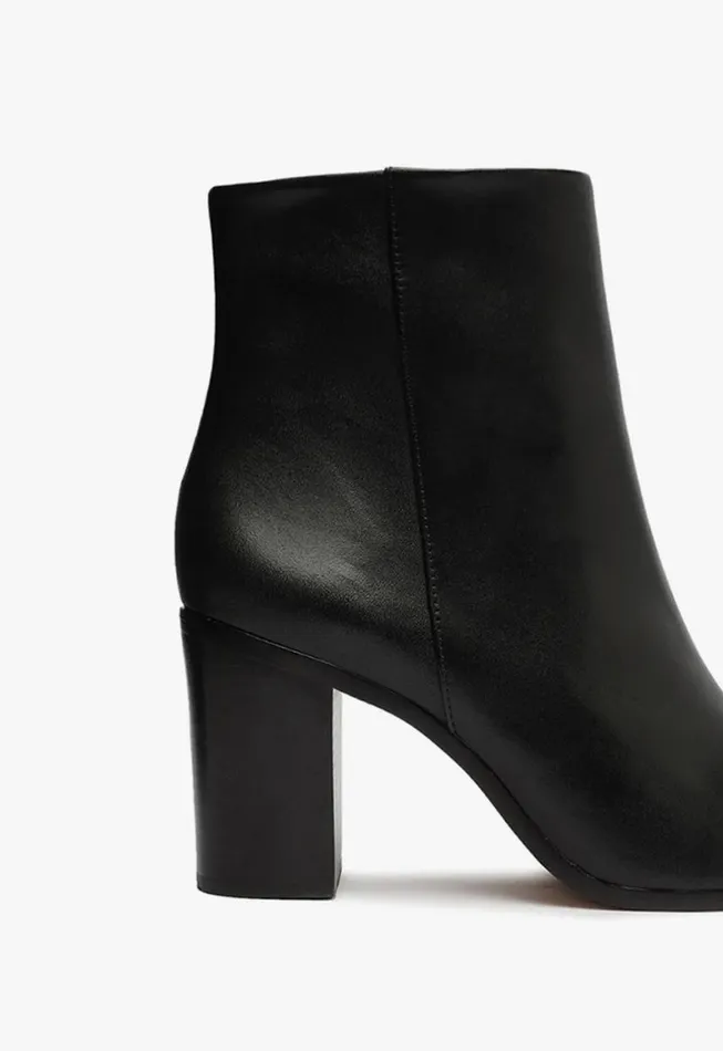 Schutz Shoes Booties Magali Block Leather Bootie Black 8211 Women
