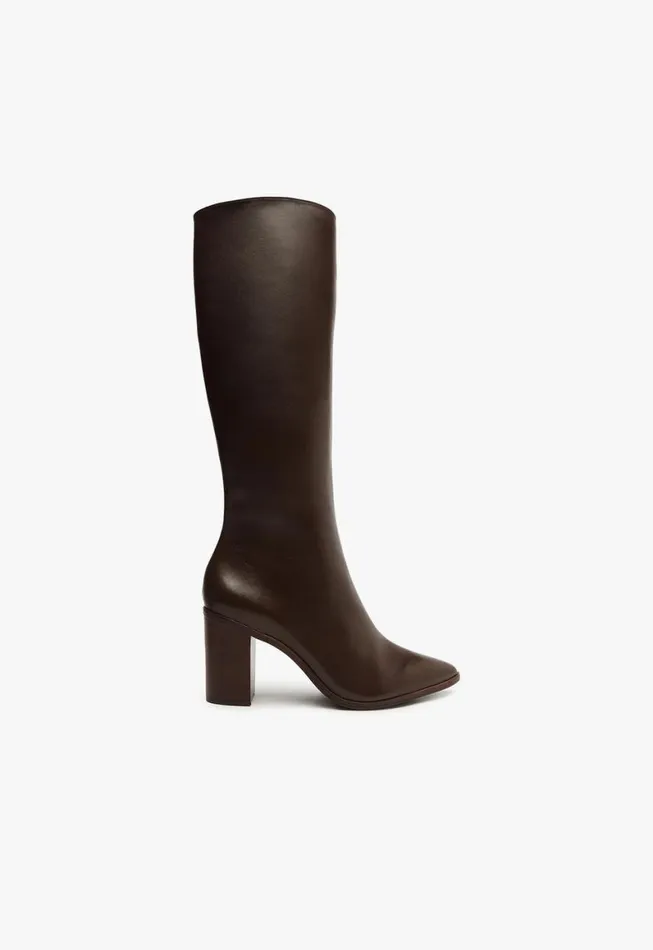 Schutz Shoes Boots Magali Up Block Leather Boot Dark Chocolate 8211 Women