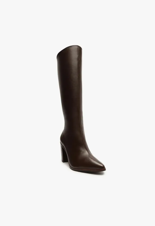 Schutz Shoes Boots Magali Up Block Leather Boot Dark Chocolate 8211 Women