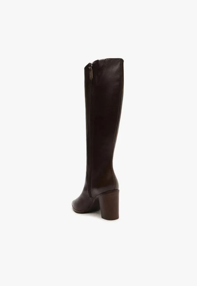 Schutz Shoes Boots Magali Up Block Leather Boot Dark Chocolate 8211 Women