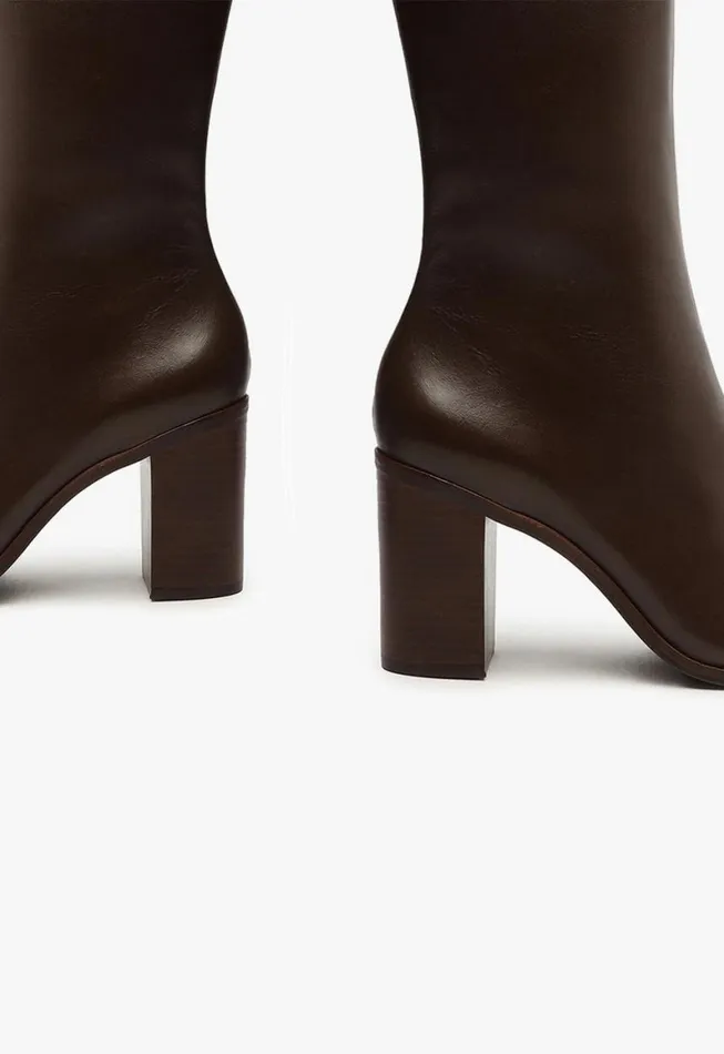 Schutz Shoes Boots Magali Up Block Leather Boot Dark Chocolate 8211 Women