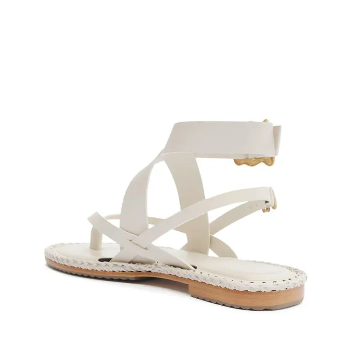 Schutz Shoes Flats Keith Flat Leather Sandal Pearl 8211 Women