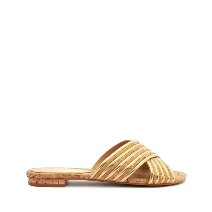 Schutz Shoes Flats Latifah Cork Sandal Gold 8211 Women