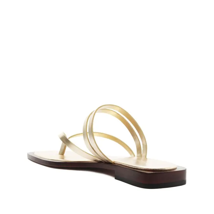 Schutz Shoes Flats Rania Metallic Leather Flat Sandal Gold 8211 Women