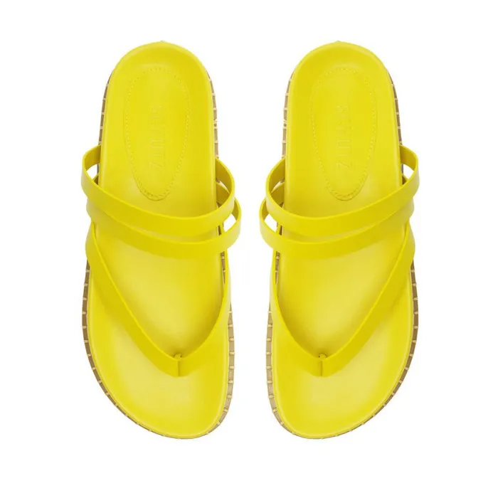 Schutz Shoes Flats Rania Sporty Leather Sandal Yellow 8211 Women