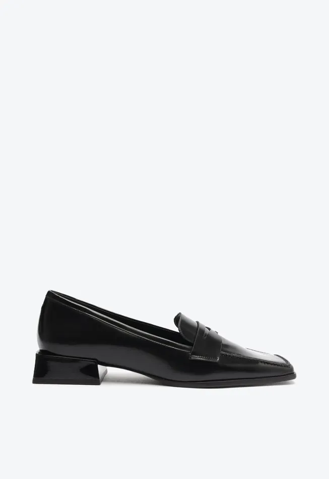 Schutz Shoes Loafers Ashton Leather Flat Black 8211 Women