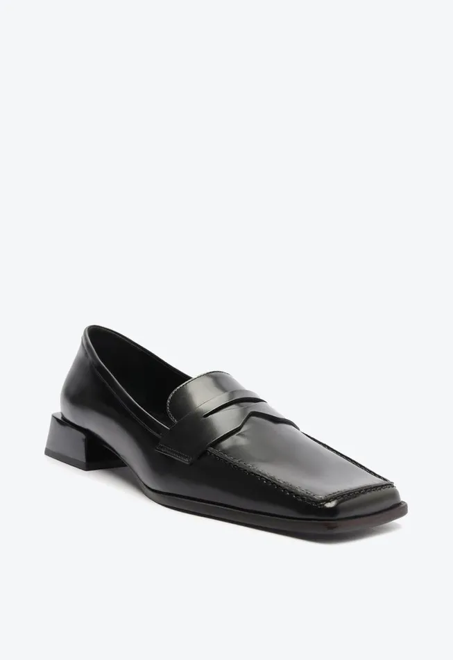 Schutz Shoes Loafers Ashton Leather Flat Black 8211 Women
