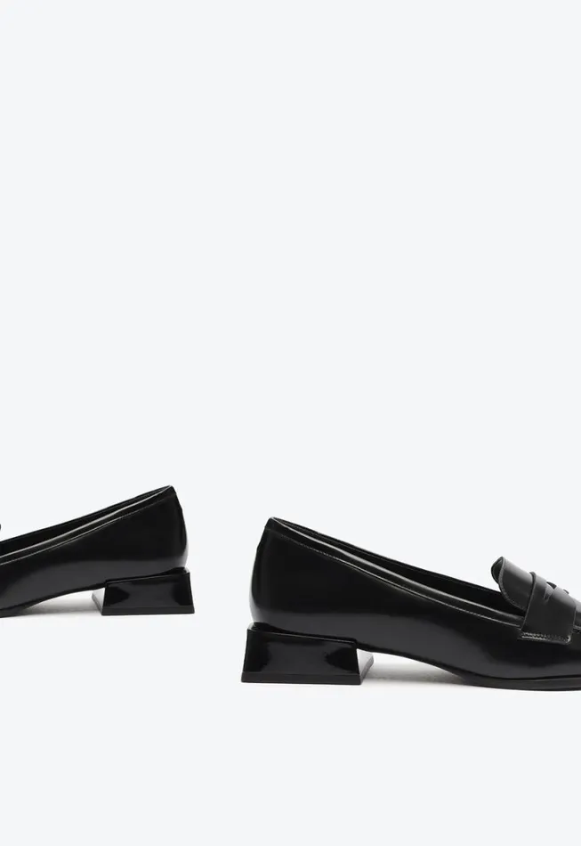 Schutz Shoes Loafers Ashton Leather Flat Black 8211 Women