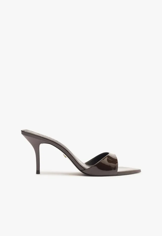 Schutz Shoes Mules Elodie Patent Leather Sandal Dark Brown 8211 Women