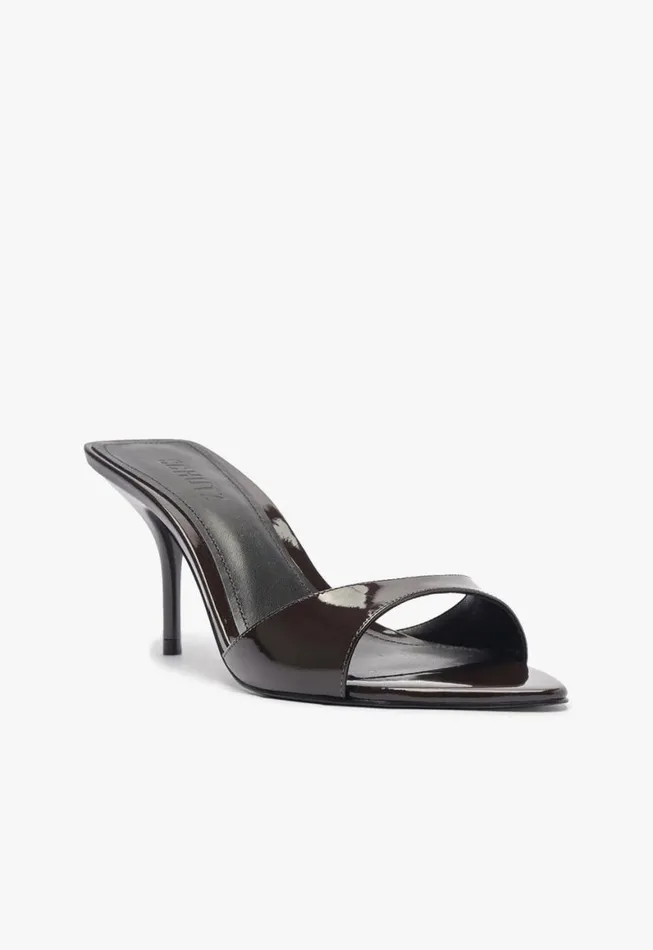 Schutz Shoes Mules Elodie Patent Leather Sandal Dark Brown 8211 Women