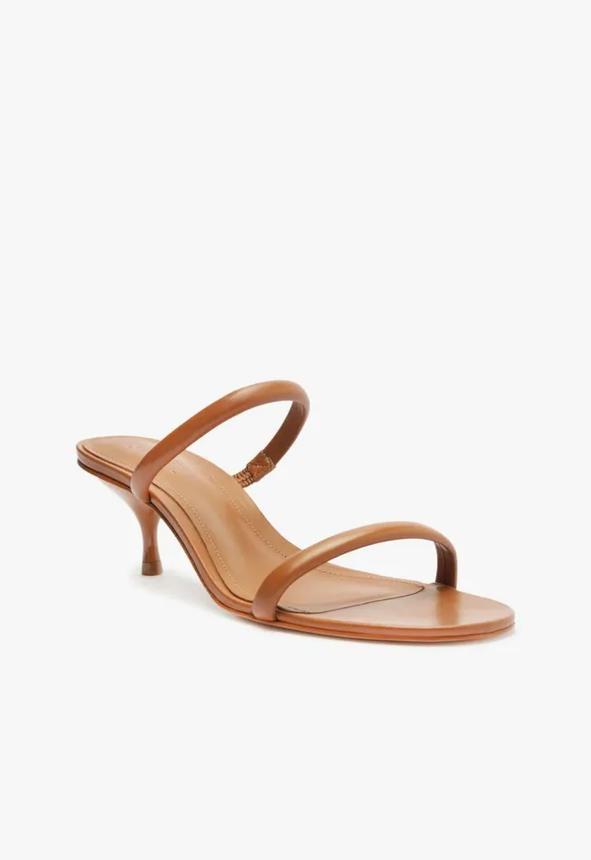 Schutz Shoes Mules Taliah Mid Nappa Leather Sandal Honey Peach 8211 Women