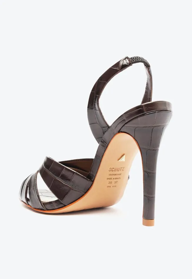 Schutz Shoes Slingbacks Keefa Sling Leather Sandal Brown 8211 Women