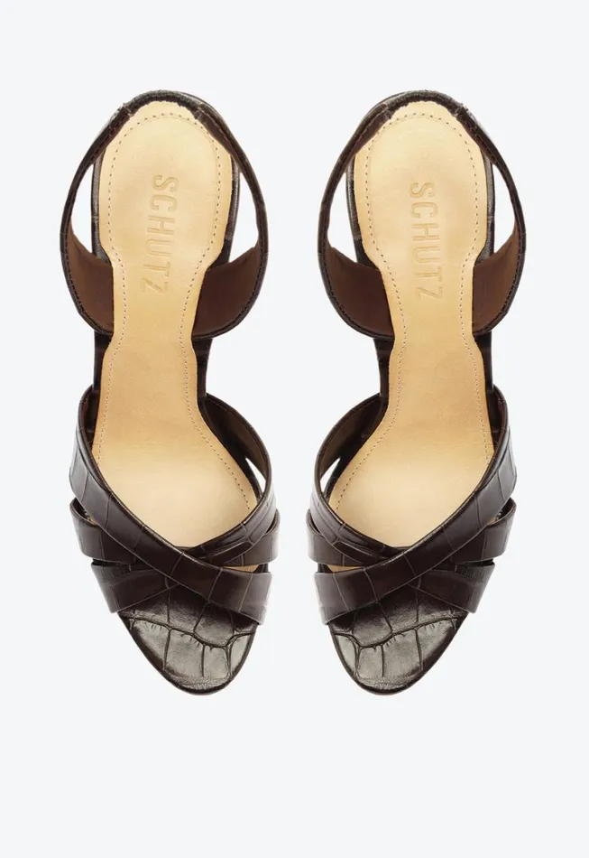 Schutz Shoes Slingbacks Keefa Sling Leather Sandal Brown 8211 Women