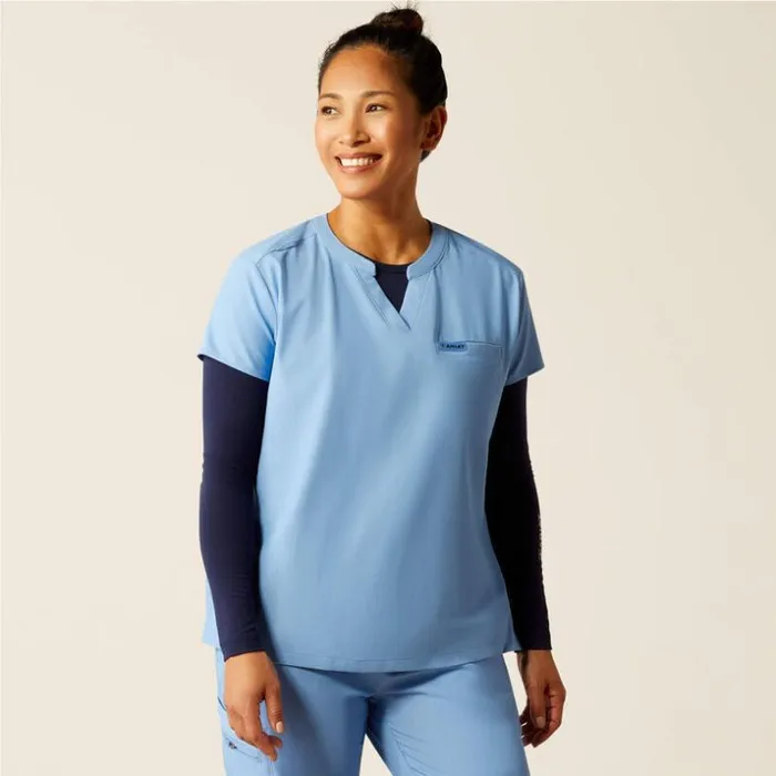 Scrubs 8211 New Women Ariat Eliza Fashion Scrub Top Light Blue Heather