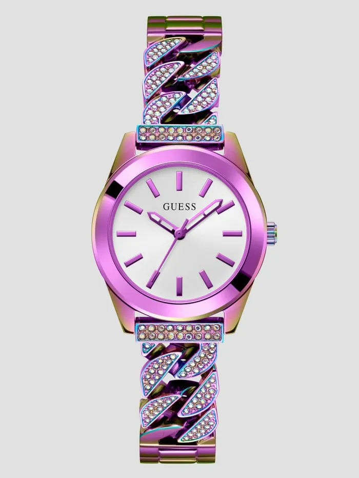 Serena Iridescent Analog Watch Purple Watches GUESS Women
