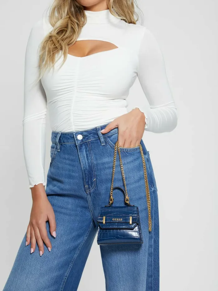 Sestri CrocodileEmbossed Mini Crossbody Blue Women Handbags GUESS Sestri CrocodileEmbossed Mini Crossbody Blue Women Handbags GUESS