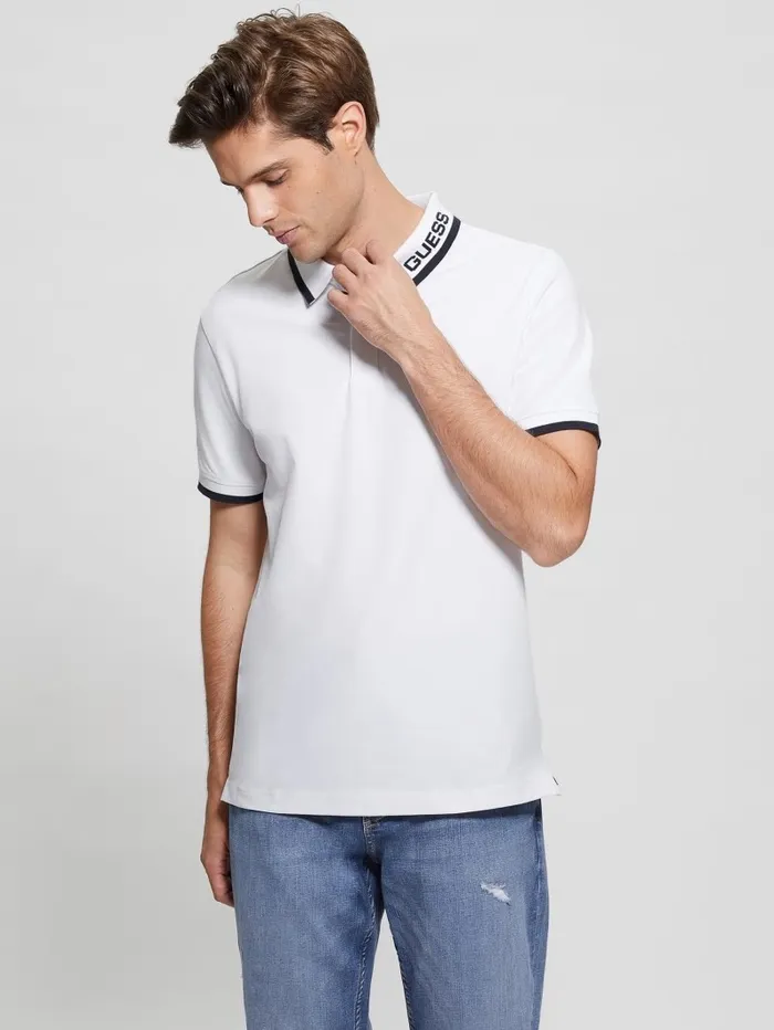 Shirts Eco Lyle Logo Polo Pure White 8211 GUESS Men Shirts Eco Lyle Logo Polo Pure White 8211 GUESS Men