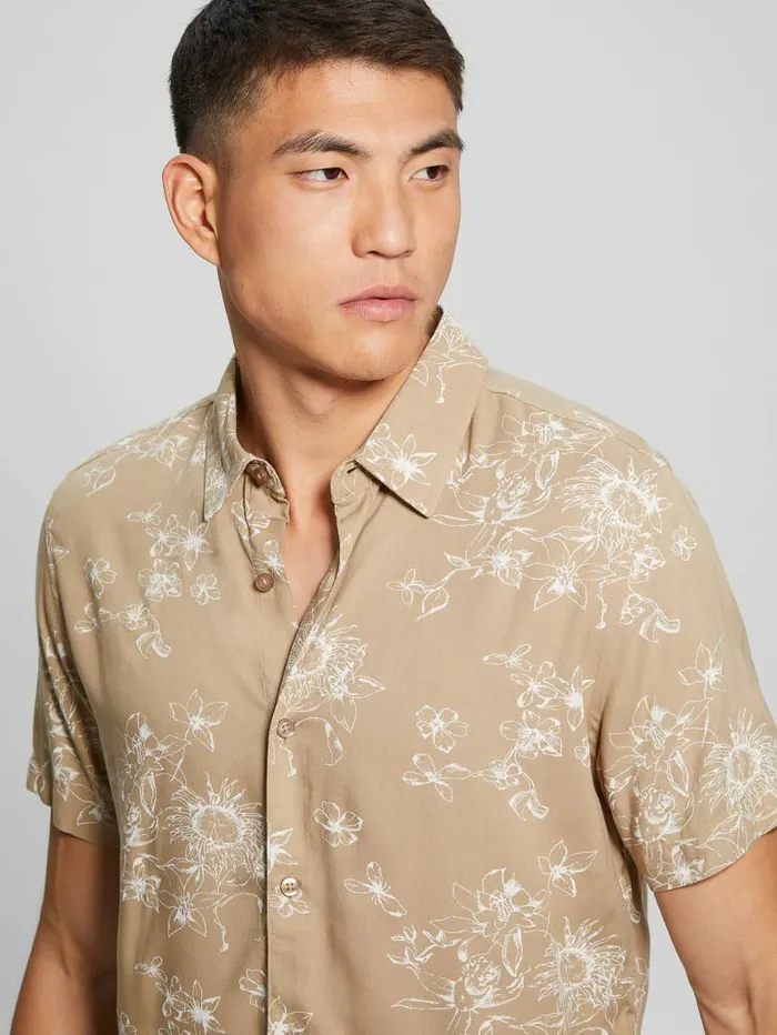 Shirts Eco Rayon Sienna Floral Shirt Sienna Floral Neutral San 8211 GUESS Men