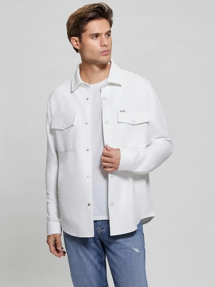 Shirts GUESS Men James Textured Shirt Salt White