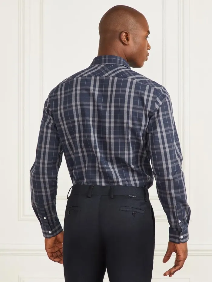 Shirts GUESS Men Joe Notched Cuff Shirt Blue And Grey Check