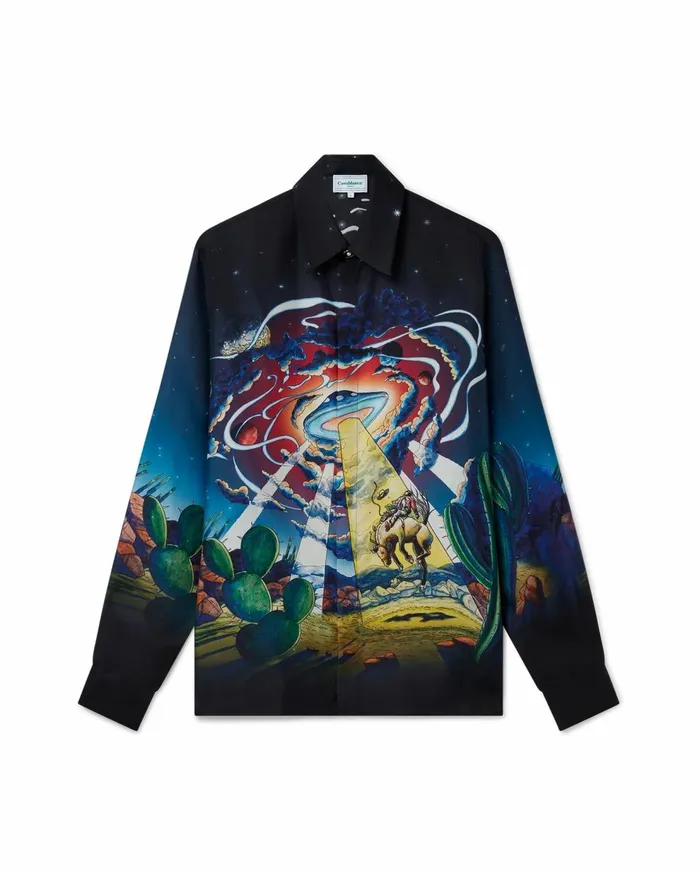 Shirts Men Casablanca Paris Cowboy De L039Espace Silk Shirt