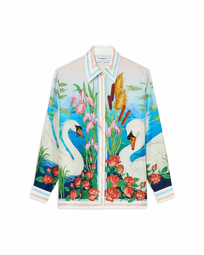 Shirts Men Casablanca Paris Le Lac Tranquille Silk Shirt