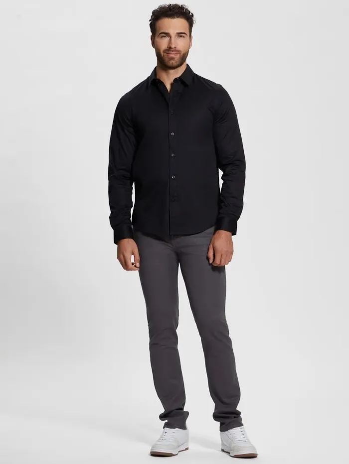 Shirts Men GUESS Luxe Stretch Shirt Black Shirts Men GUESS Luxe Stretch Shirt Black