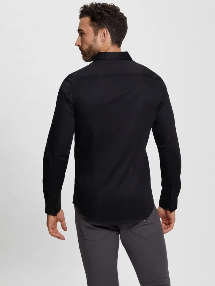 Shirts Men GUESS Luxe Stretch Shirt Black Shirts Men GUESS Luxe Stretch Shirt Black