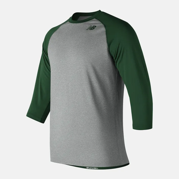 Shirts Men New Balance 34 Baseball Raglan Top TEAM DARK GREEN