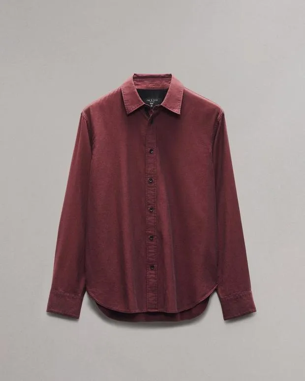 Shirts Men rag and bone Finch Textured Striped Shirt Black StripeKhaki StripeRed Stripe