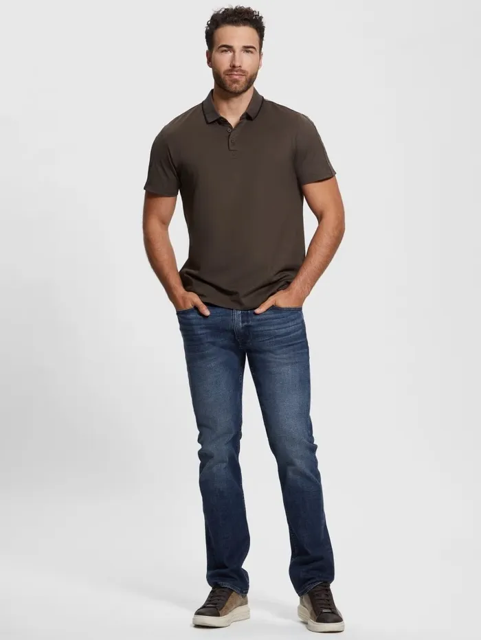Shirts Paul Pique Tape Polo Shirt Chocolate Brownie 8211 GUESS Men Shirts Paul Pique Tape Polo Shirt Chocolate Brownie 8211 GUESS Men