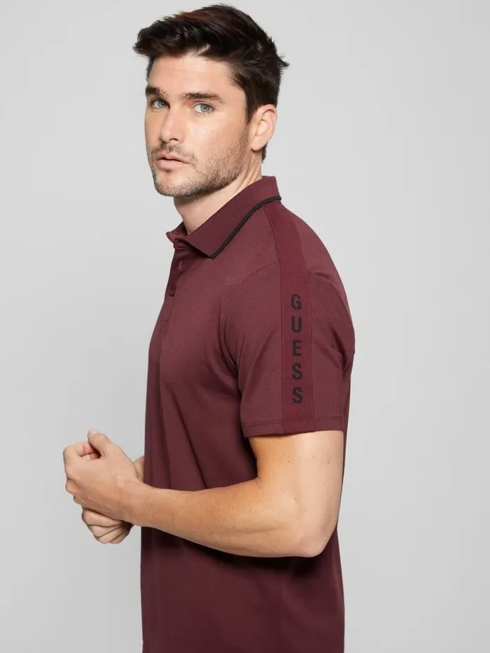 Shirts Paul Pique Tape Polo Shirt Red Noir 8211 GUESS Men