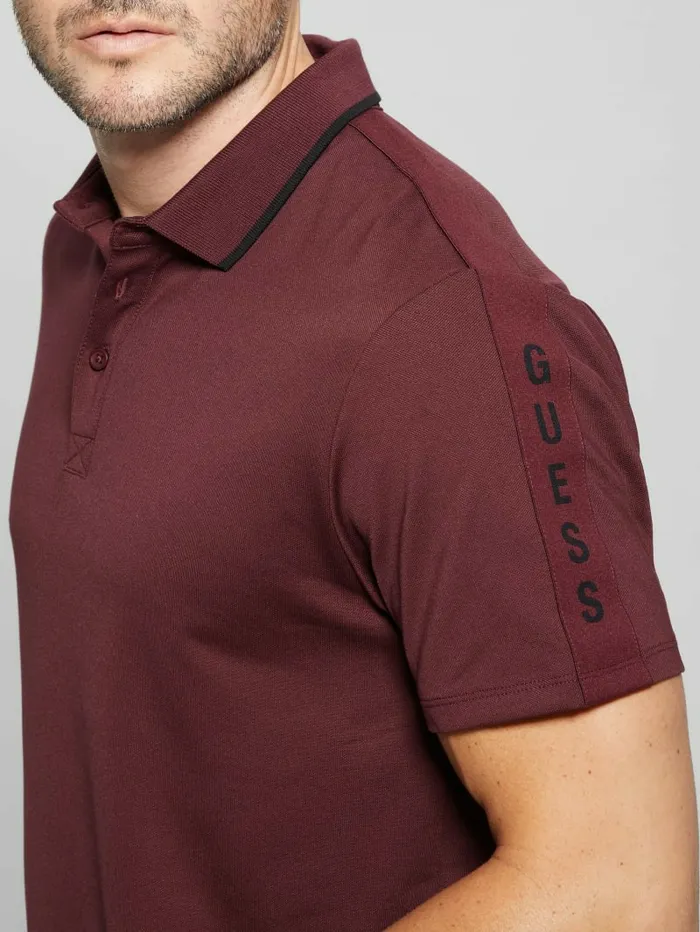 Shirts Paul Pique Tape Polo Shirt Red Noir 8211 GUESS Men Shirts Paul Pique Tape Polo Shirt Red Noir 8211 GUESS Men