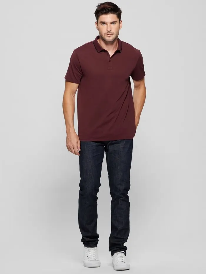 Shirts Paul Pique Tape Polo Shirt Red Noir 8211 GUESS Men Shirts Paul Pique Tape Polo Shirt Red Noir 8211 GUESS Men
