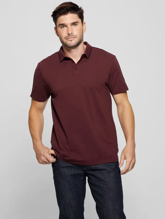 Shirts Paul Pique Tape Polo Shirt Red Noir 8211 GUESS Men Shirts Paul Pique Tape Polo Shirt Red Noir 8211 GUESS Men