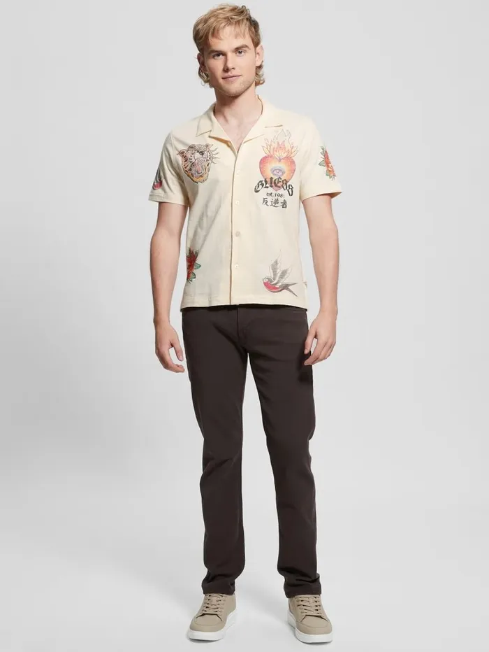 Shirts Washed Art Shirt Vanilla Cream 8211 GUESS Men Shirts Washed Art Shirt Vanilla Cream 8211 GUESS Men