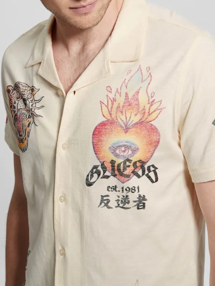 Shirts Washed Art Shirt Vanilla Cream 8211 GUESS Men Shirts Washed Art Shirt Vanilla Cream 8211 GUESS Men