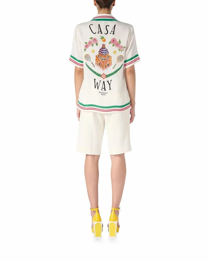 Shirts Women Casablanca Paris Casa Way Knitted Collar Silk Shirt