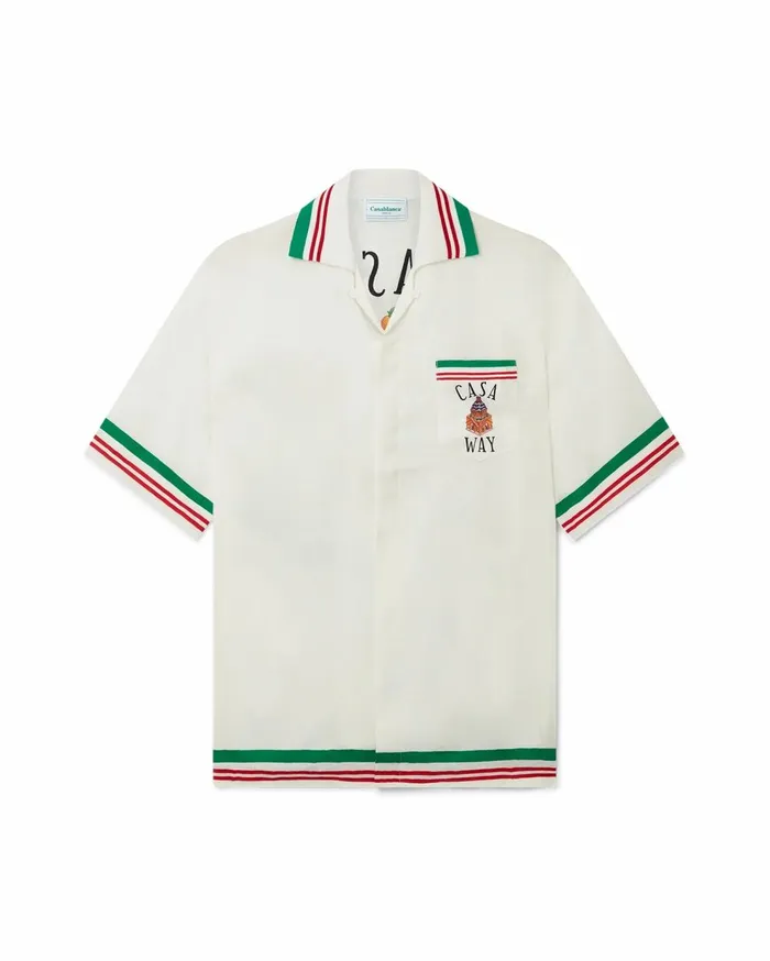Shirts Women Casablanca Paris Casa Way Knitted Collar Silk Shirt
