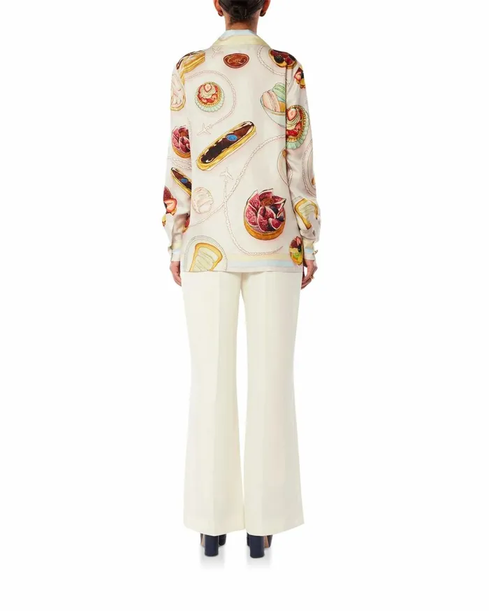 Shirts Women Casablanca Paris Patisseries En Vol Cuban Collar Silk Shirt Shirts Women Casablanca Paris Patisseries En Vol Cuban Collar Silk Shirt