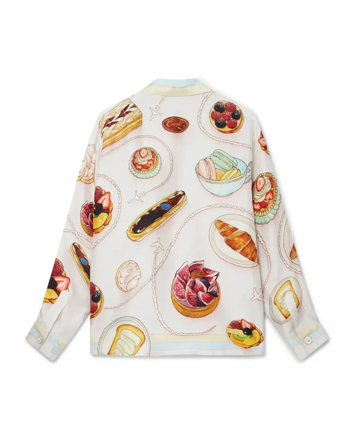 Shirts Women Casablanca Paris Patisseries En Vol Cuban Collar Silk Shirt Shirts Women Casablanca Paris Patisseries En Vol Cuban Collar Silk Shirt