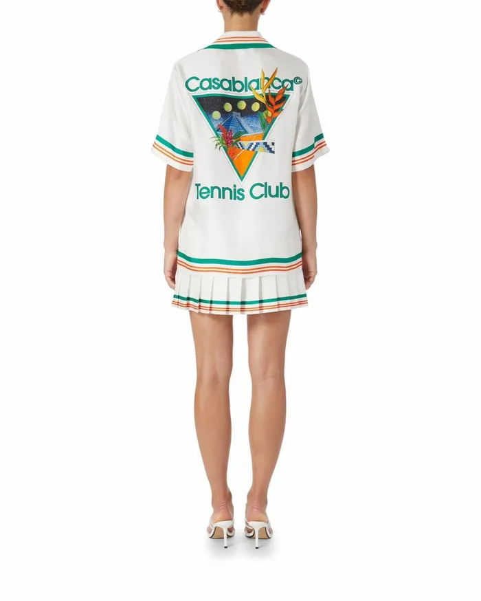 Shirts Women Casablanca Paris Tennis Club Icon Silk Shirt Shirts Women Casablanca Paris Tennis Club Icon Silk Shirt