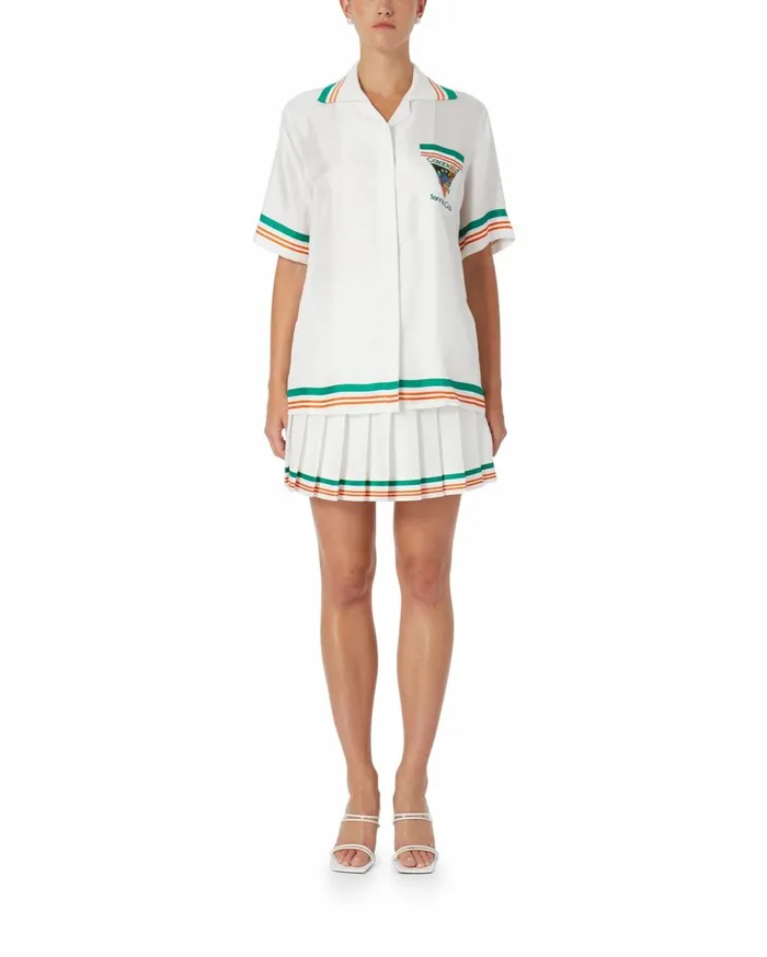 Shirts Women Casablanca Paris Tennis Club Icon Silk Shirt Shirts Women Casablanca Paris Tennis Club Icon Silk Shirt